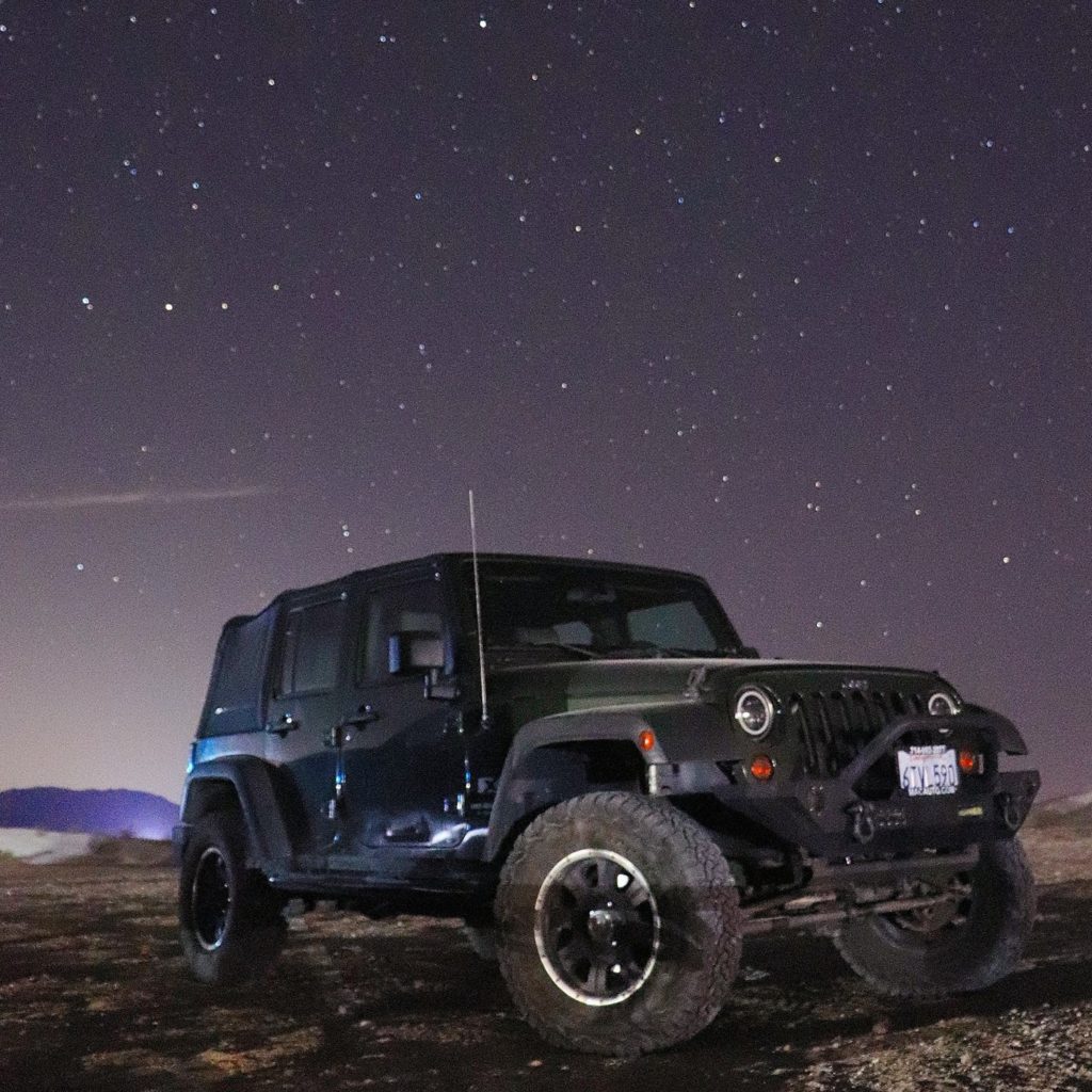 Jeep JKU starry night long exposure night photography