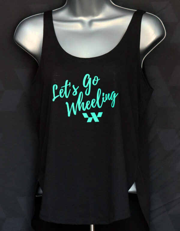 Let's Go Wheeling Teal Script Tank Top